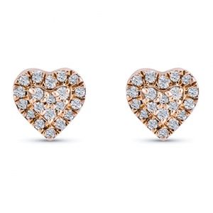 Womens Honey Comb Pink Fashion Beautiful Rose Gold Plated Heart Stud Earrings